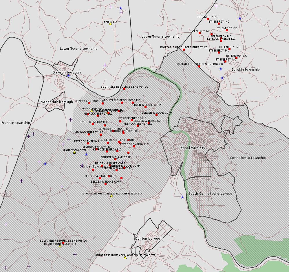 Dunbar, Bullskin Twps Coalbed Methane Wells